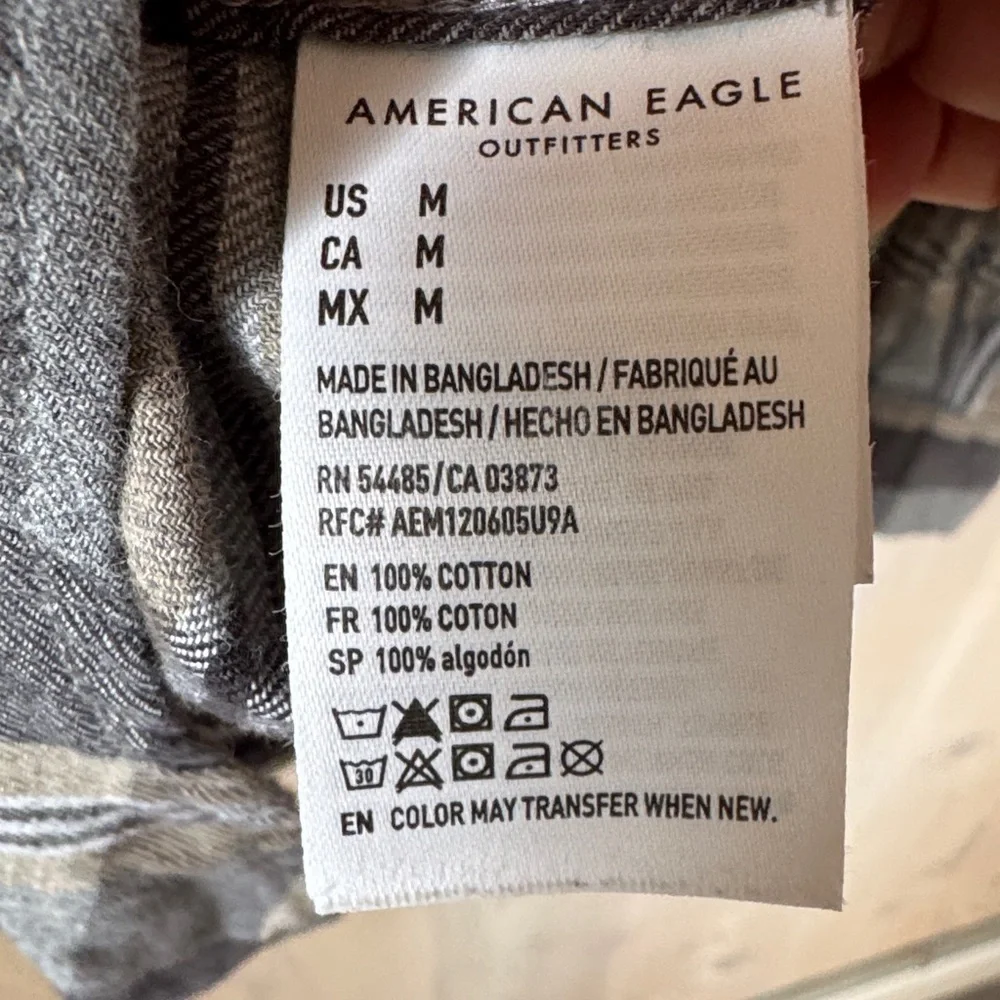 American Eagle Men’s Flannel Plaid Button Down Shirt Size M